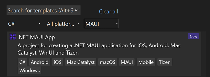 Figure 1.13 – ﻿New MAUI  project options
