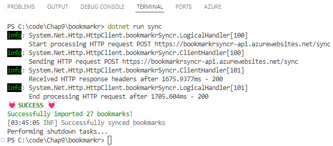 Figure 9.1 – The sync command in action