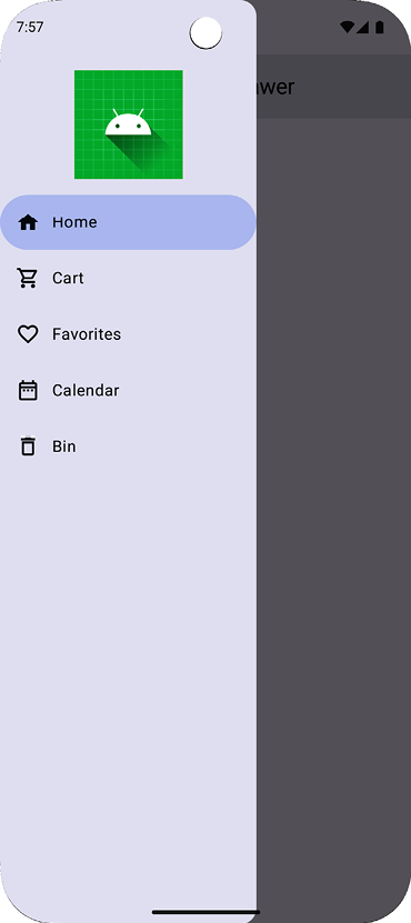 Figure 4.5 – App with the navigation drawer open