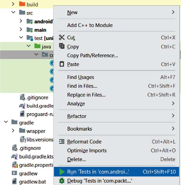 Figure 9.2 – Running a group of tests