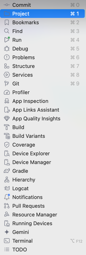 Figure 1.14 – The Tool Windows drop-down menu