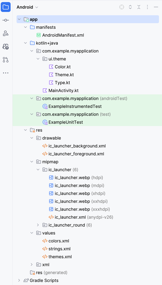 Figure 1.17 – Overview of the files and folder structure in the app