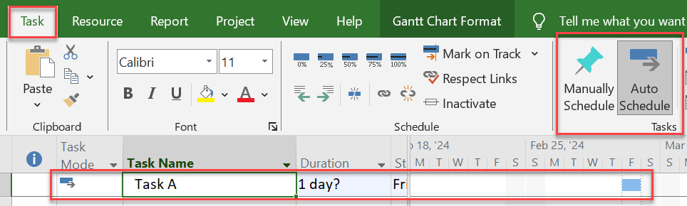 Figure 1.7: Viewing the task type on ribbon