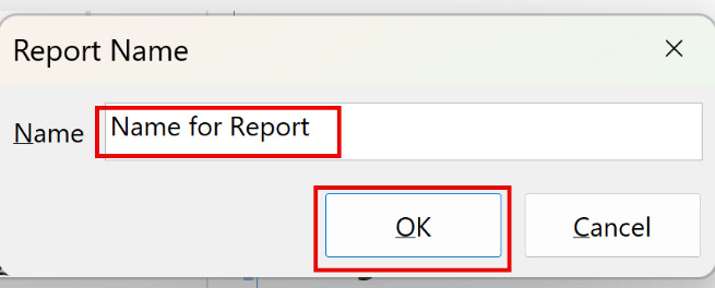 Figure 11.7: New report name