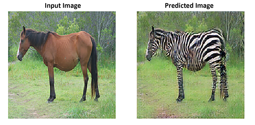Figure 1.6: CycleGANs apply stripes to horses to generate zebras27