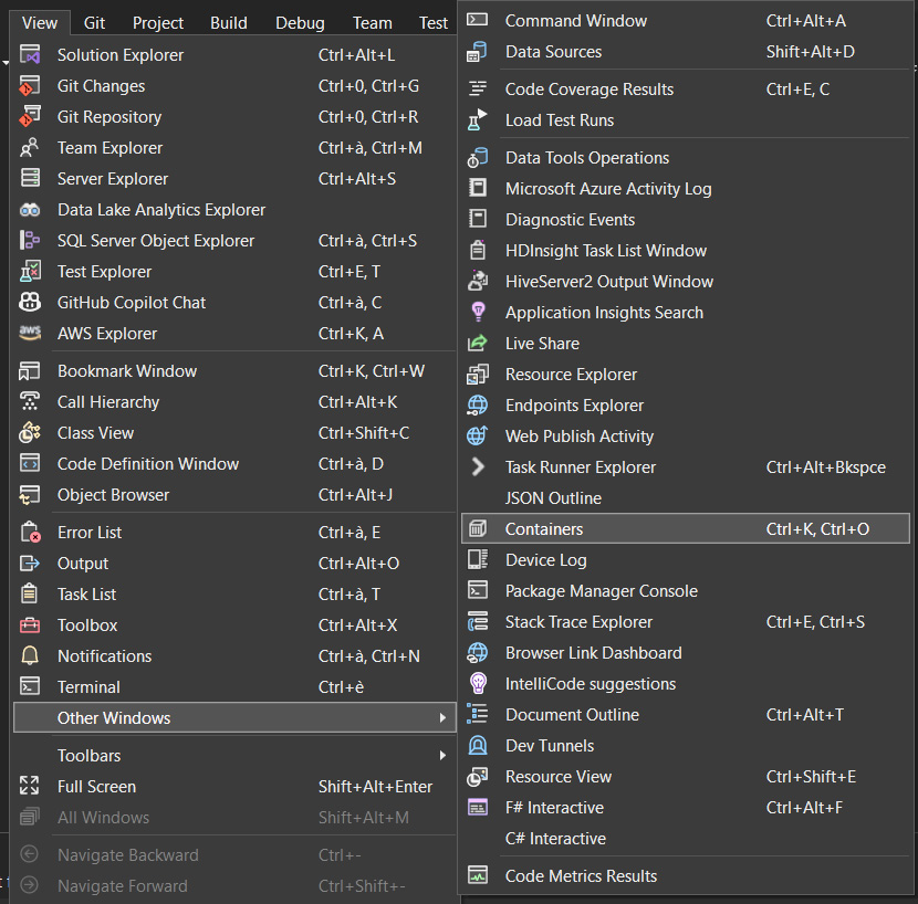 Figure 12.6 – Open containers windows