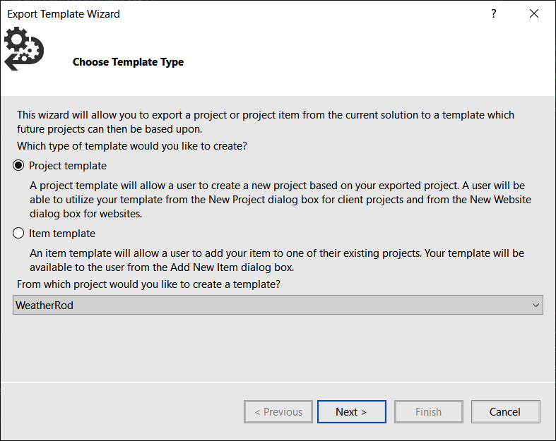 Figure 13.2 – Export Template Wizard