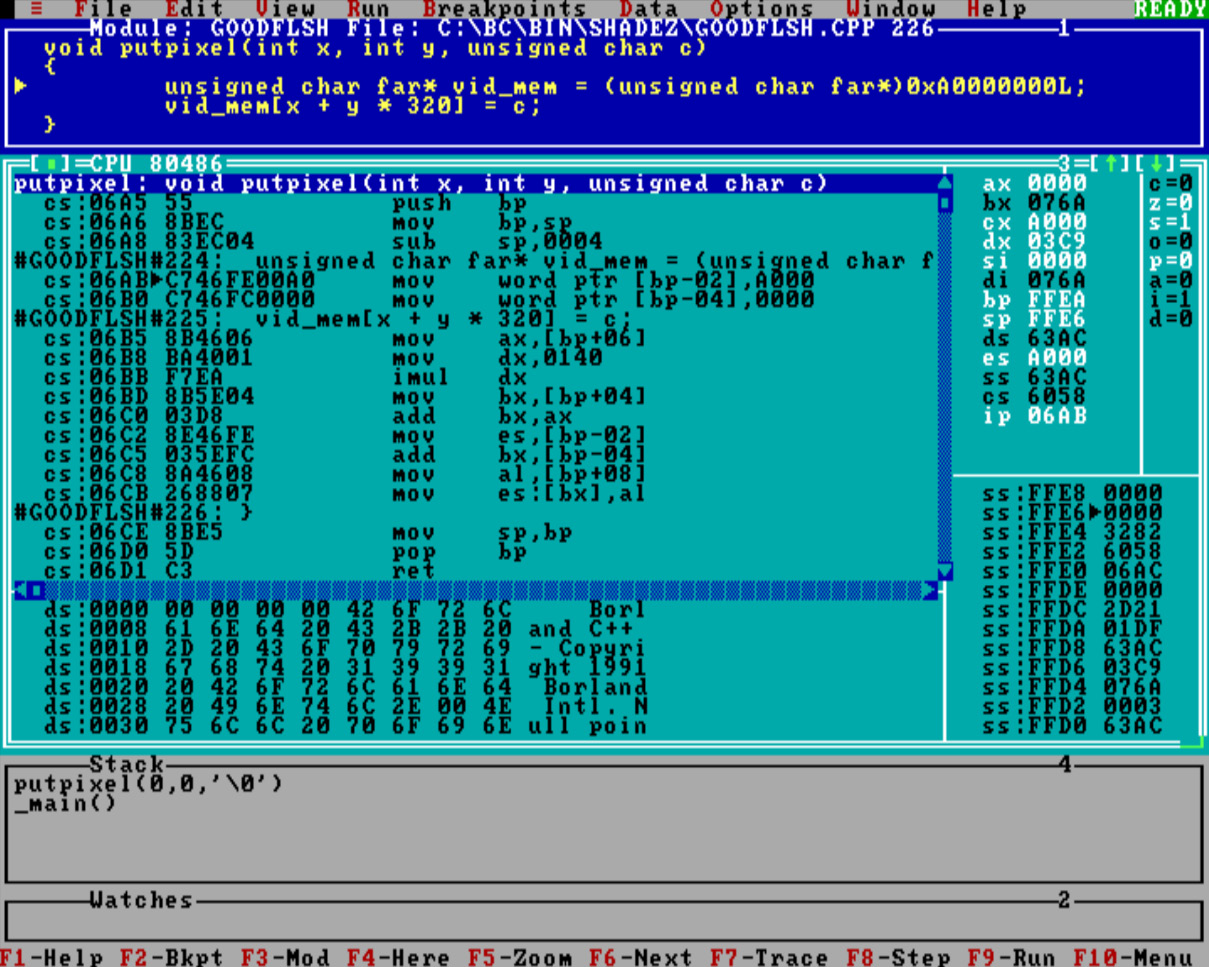 Figure 8.1 – Everyone’s favorite Turbo Debugger from 30 years ago