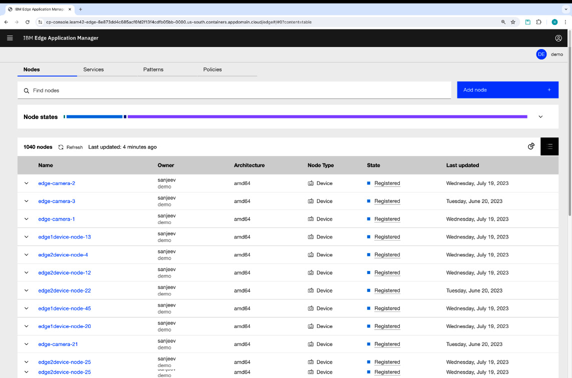 Figure 17.13 – Node list screen