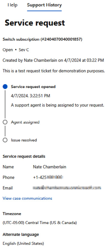 Figure 1.13 – Confirmation of service request submission