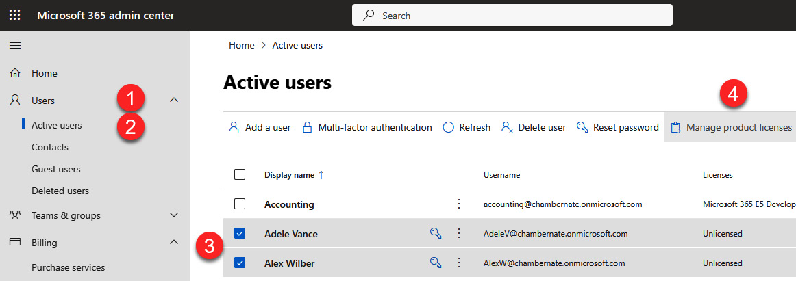 Figure 1.22 – Steps to manage product licenses for multiple users