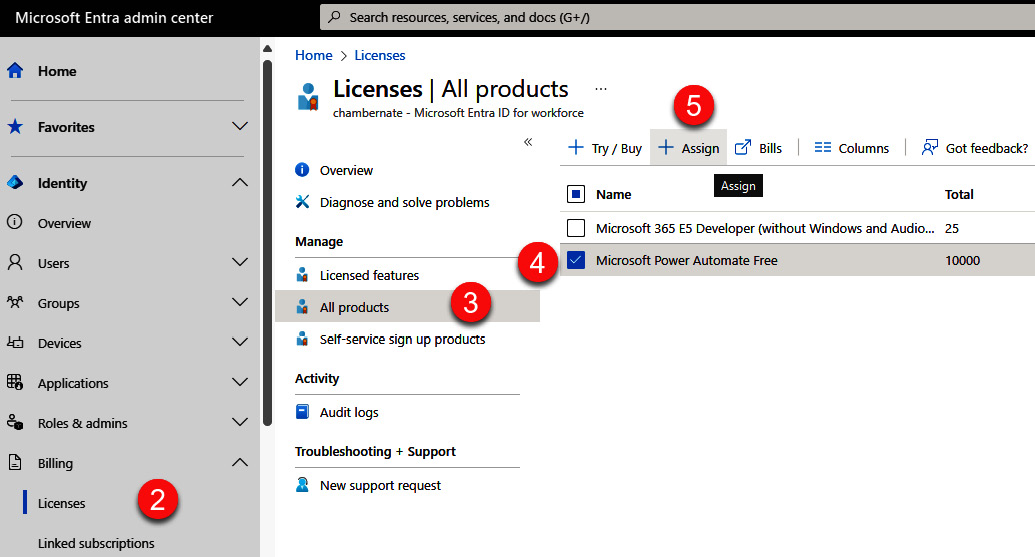 Figure 1.24 – Initial steps to assign product licenses to groups in Microsoft Entra admin center