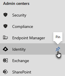 Figure 1.25 – Option to pin something normally hidden in the admin center navigation