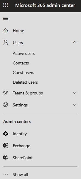 Figure 1.26 – Customized navigation in the Microsoft 365 admin center