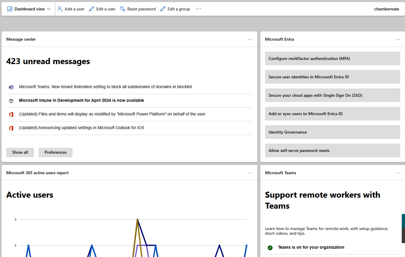 Figure 1.28 – Customized Microsoft 365 admin center home page