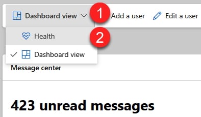 Figure 1.29 – Option to switch from Dashboard view to Health