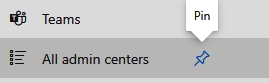 Figure 1.3 – The Pin option for Microsoft 365 admin center navigation options