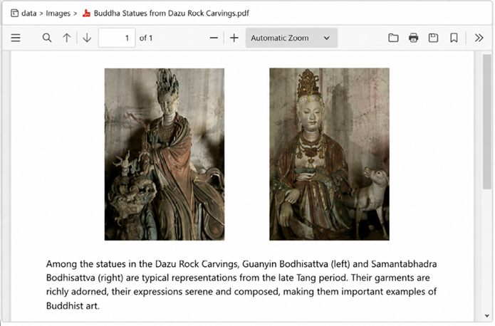 Figure 1.14: Two traditional statues are displayed side by side each depicting a robed figure with unique features