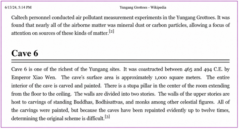 Figure 1.20: Air pollutant studies at Yungang Grottoes and Cave 6’s art