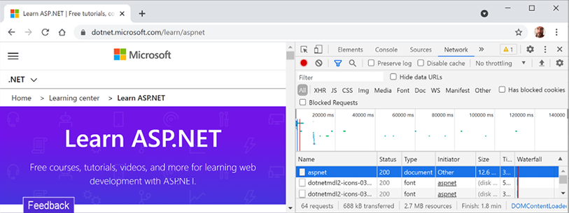 Figure 1.20: Recorded requests in Developer Tools