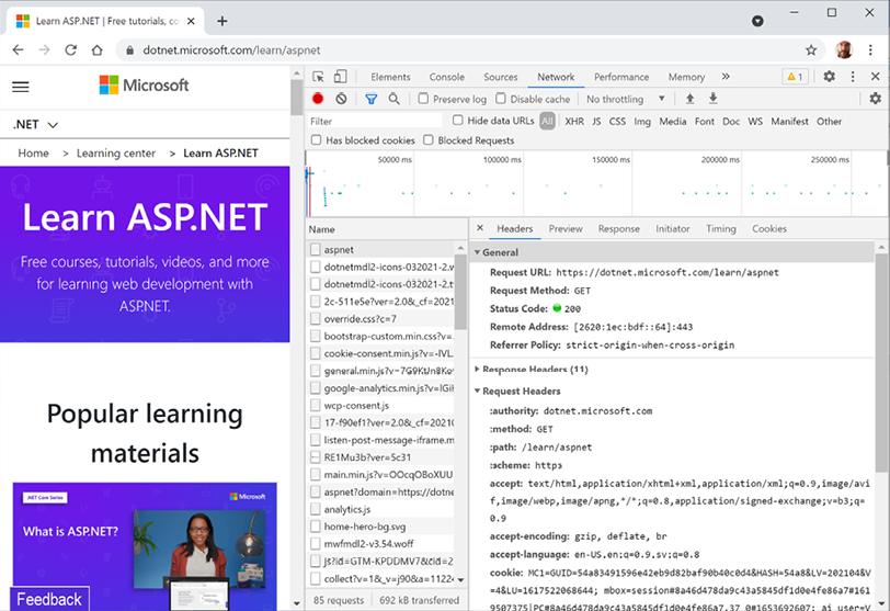 Figure 1.21: Request and response headers