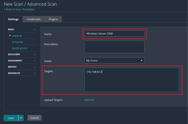 Figure 6.36 – New scan target