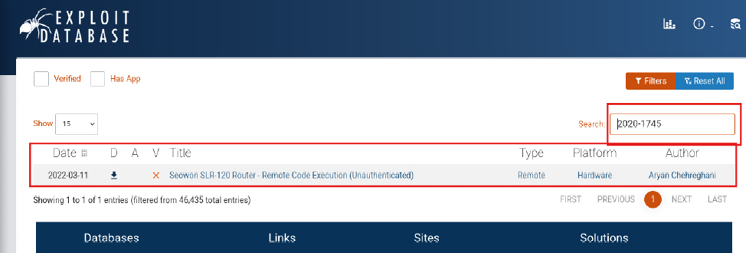 Figure 7.9 – ExploitDB – search 2020-1745