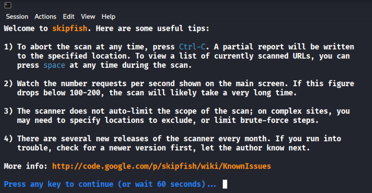 Figure 12.8 – Skipfish start