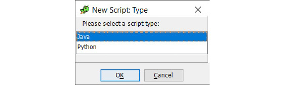 Figure 2.8 – The programming language dialog during new script creation