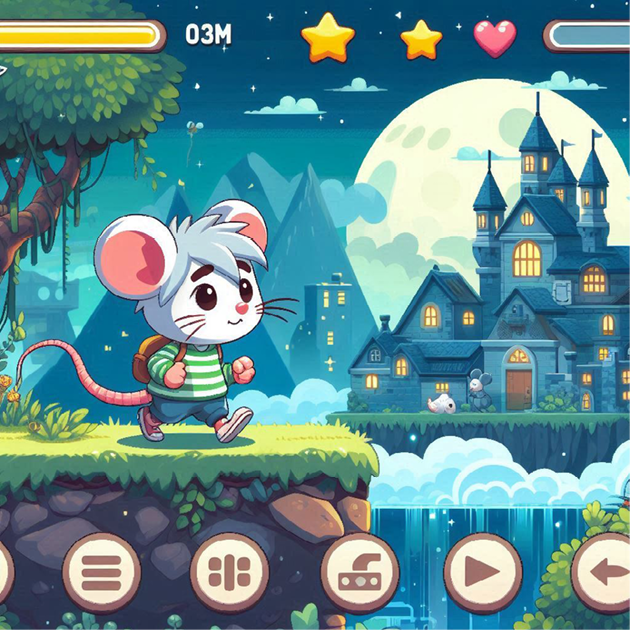 Figure 4.13 – A typical side-scrolling platform game with multiple scrolled layers of background