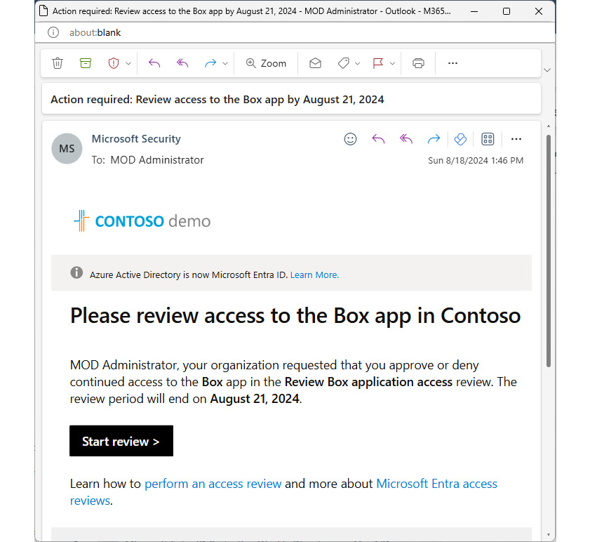 Figure 15.14: An access review email