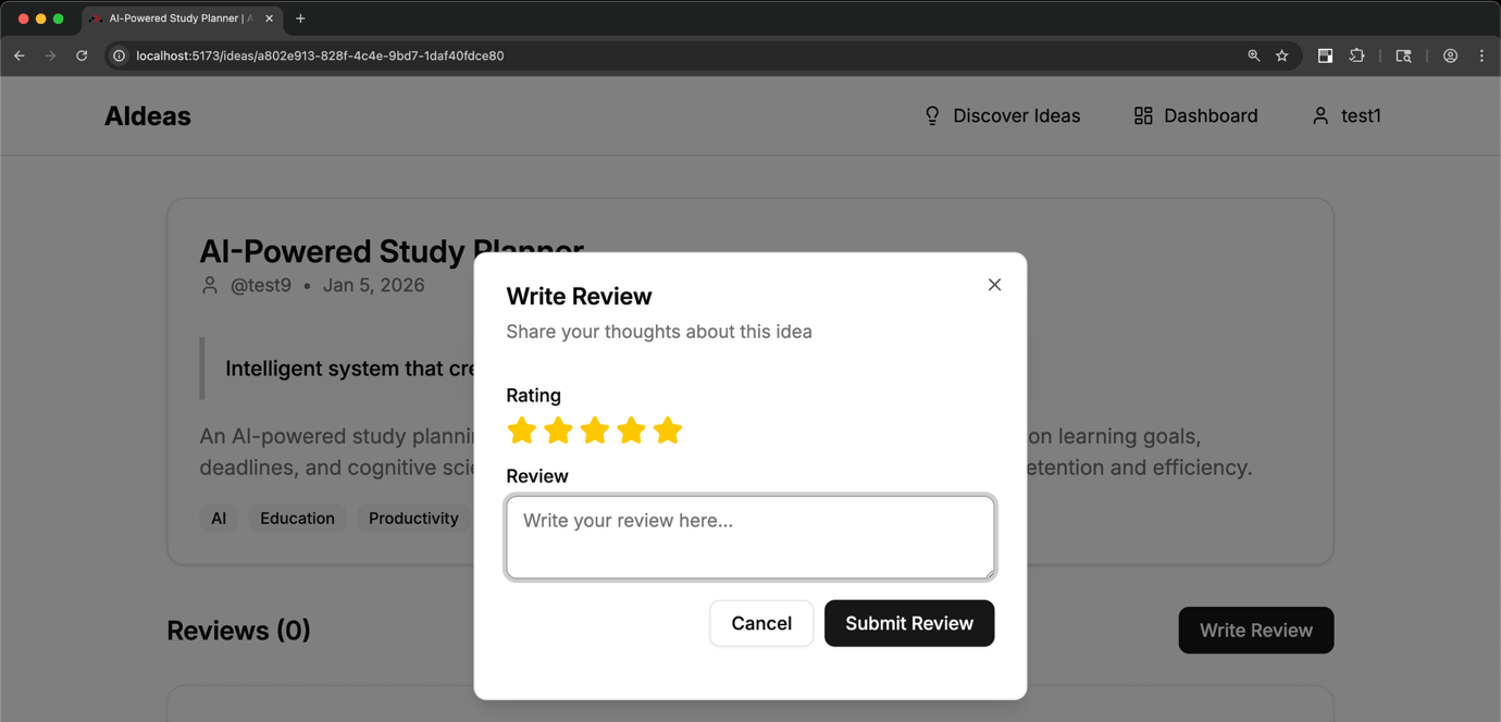 Figure 6.2 – Review modal in action