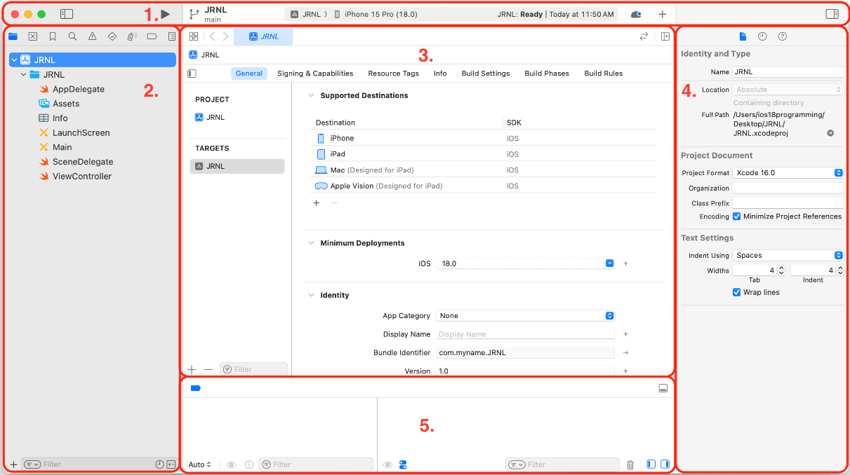 Figure 1.13: Xcode user interface