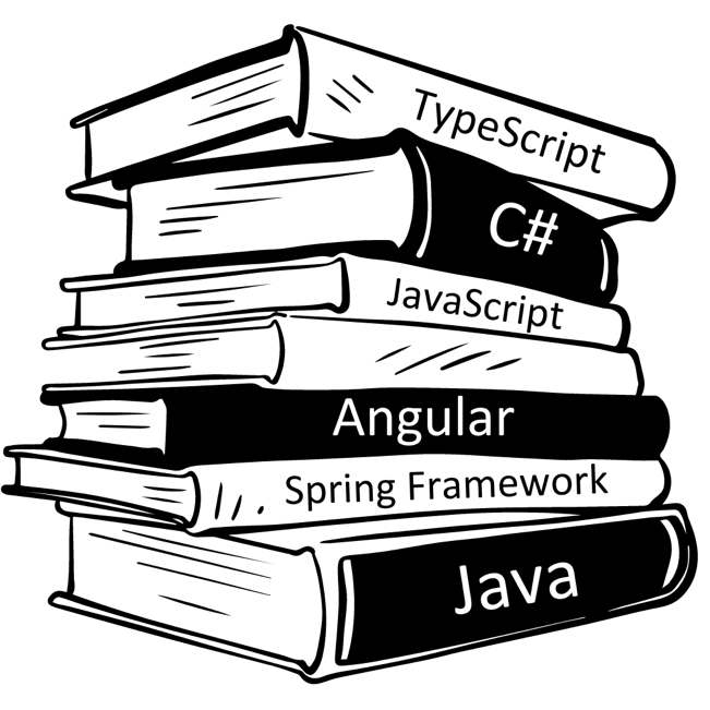 Figure 4.1: A stack of books about programming languages and frameworks