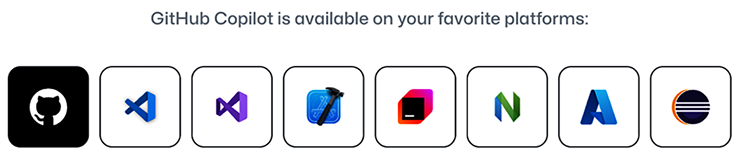 Figure 12.1: GitHub Copilot is available in these IDEs and environments