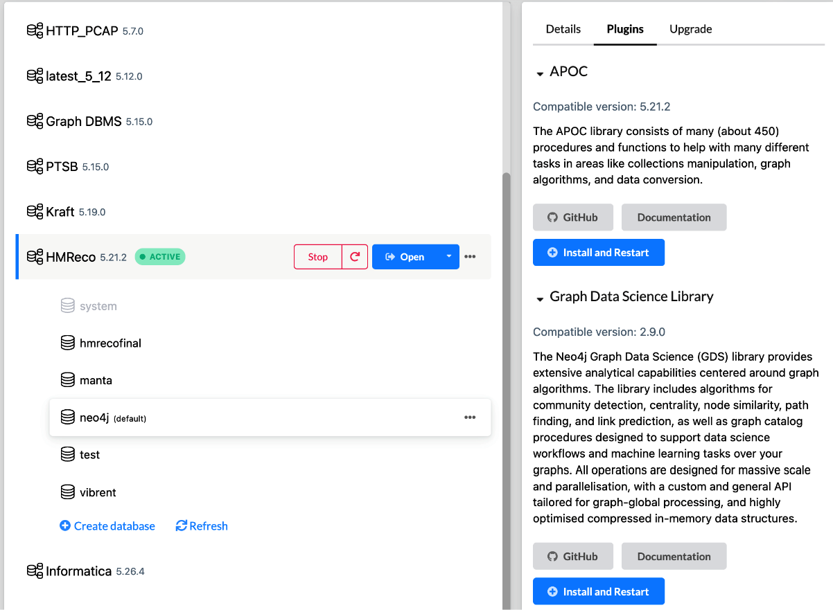 Figure 10.1 — Install plugins in Neo4j Desktop
