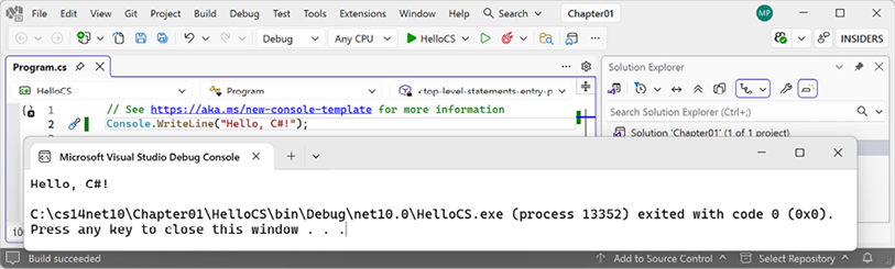 Figure 1.7: Running the console app on Windows