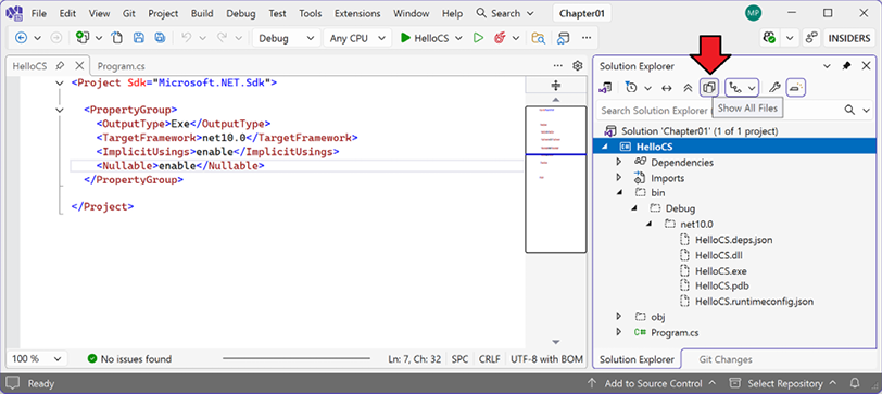 Figure 1.8: Showing the compiler-generated folders and files