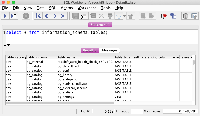 Figure 1.11 – Sample query output from SQL Workbench/J