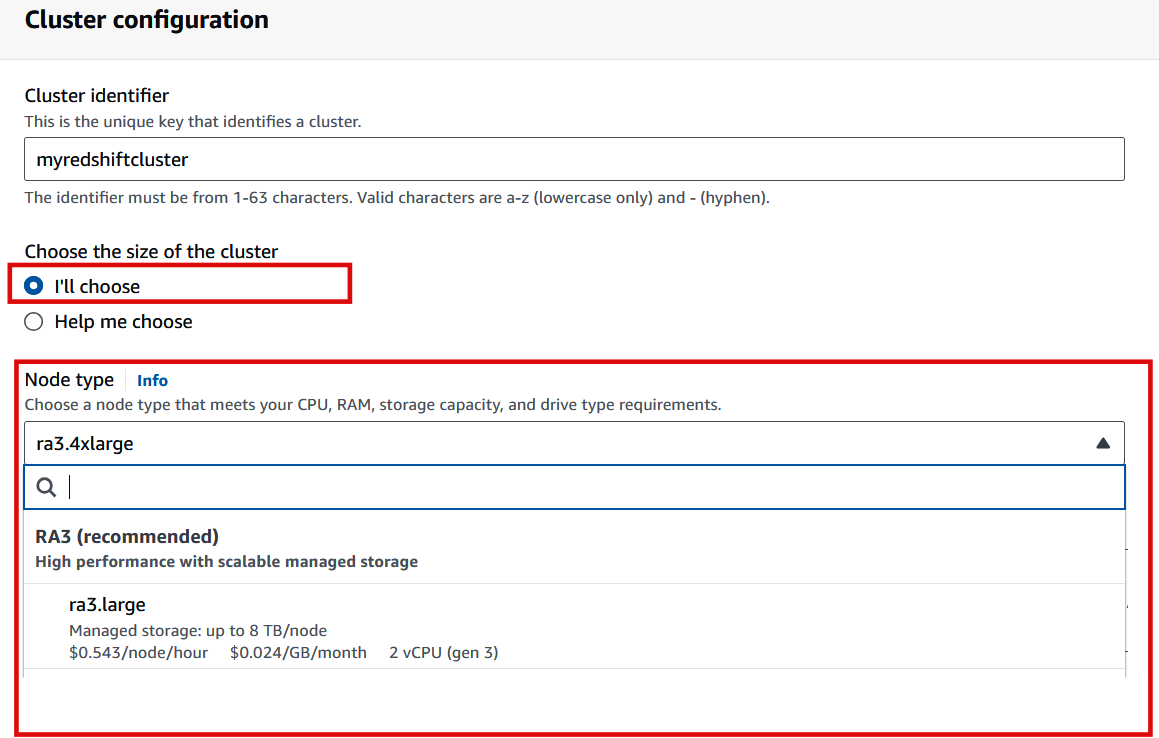 Figure 1.4 – Create Amazon Redshift provisioned cluster