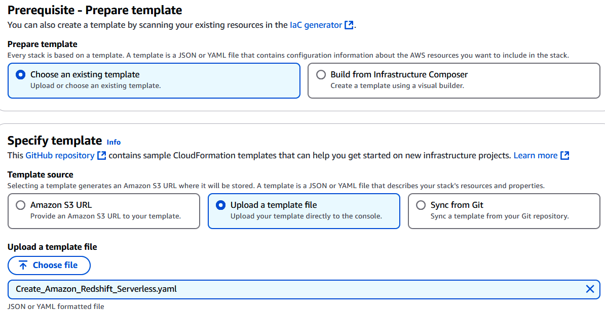 Figure 1.5 – Choose the CloudFormation template file