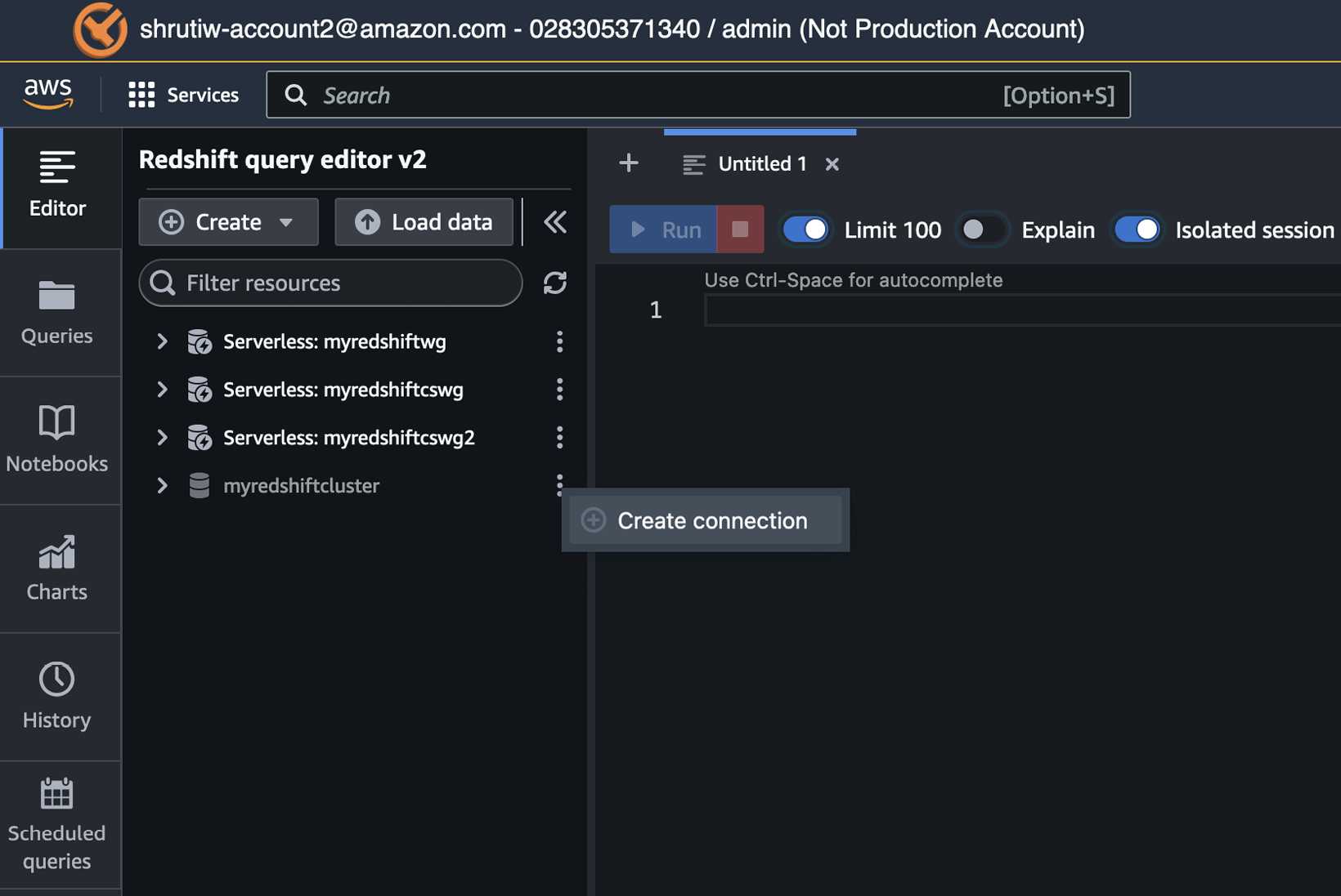 Figure 1.6 – Creating a connection in query editor v2