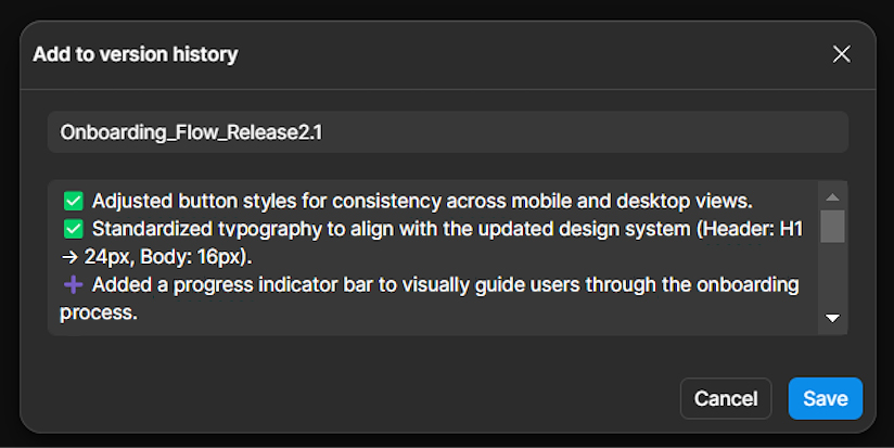 Figure 1.9 &ndash; Figma new version modal