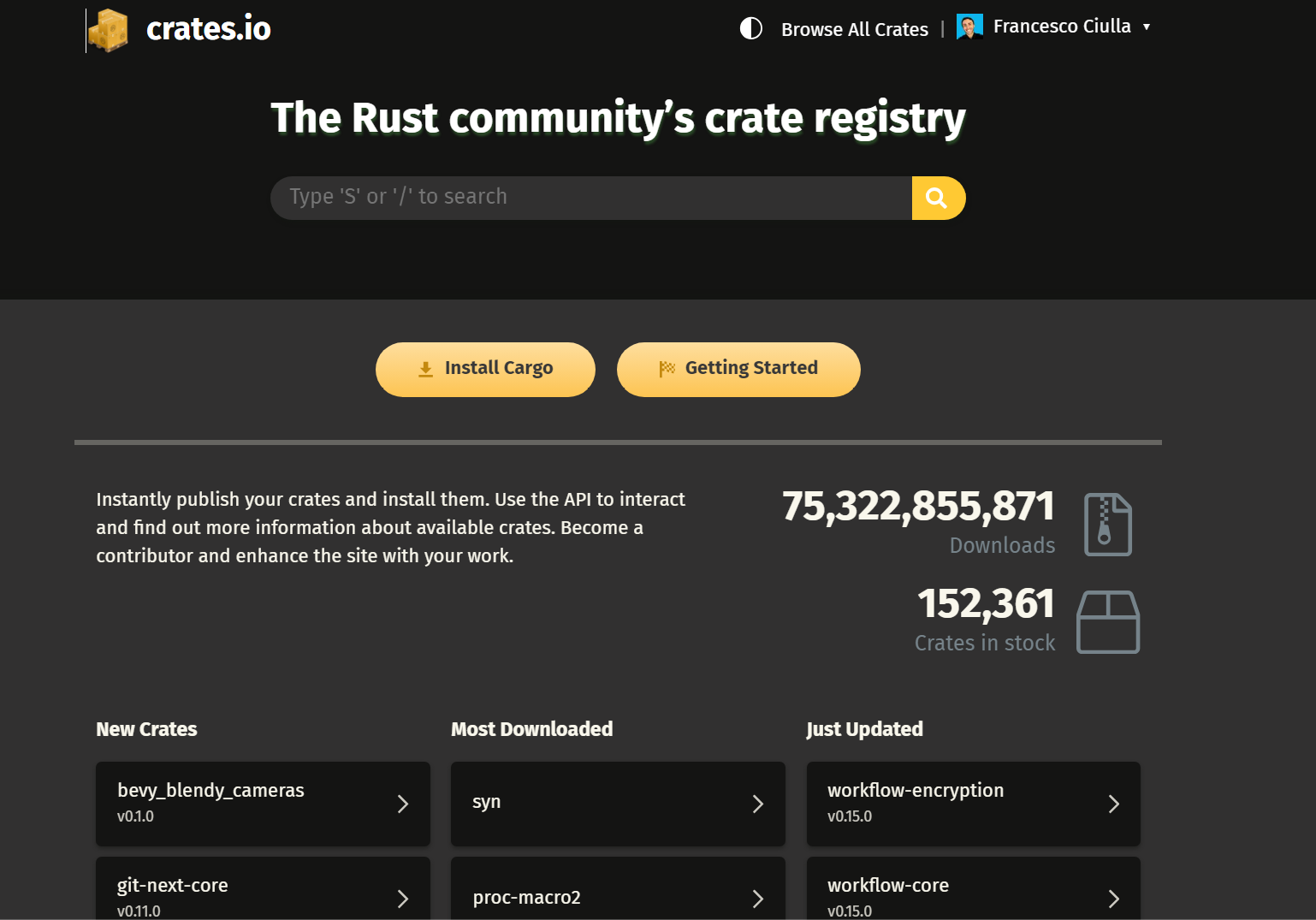 Figure 1.3: crates.io website