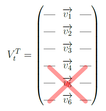 truncated version of transpose of V