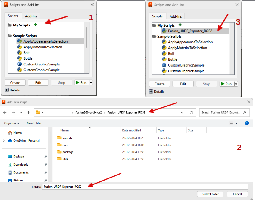 Figure 4.10: Fusion 360 Scripts and Add-Ins window