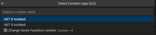 Figure 1.14: Defining the runtime stack for the new function app