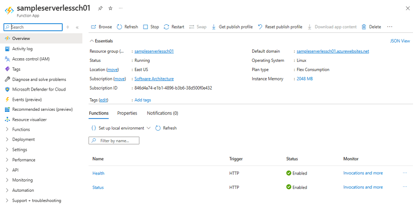 Figure 1.15: Function app properly deployed