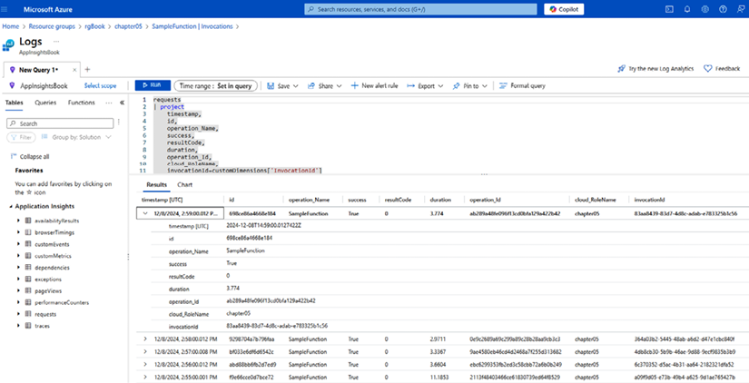 Figure 5.11: Azure Monitor logs