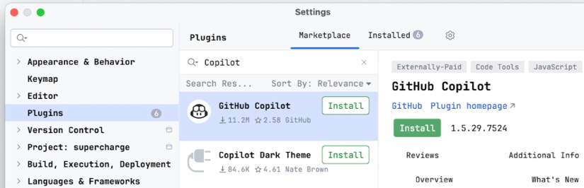 Figure 3.5: GitHub Copilot Plugin in PyCharm